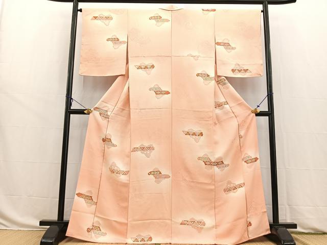 平和屋着物■上質な小紋 地紋起こし 吉祥花文 暈し染め 正絹 逸品 BAAW8500yc