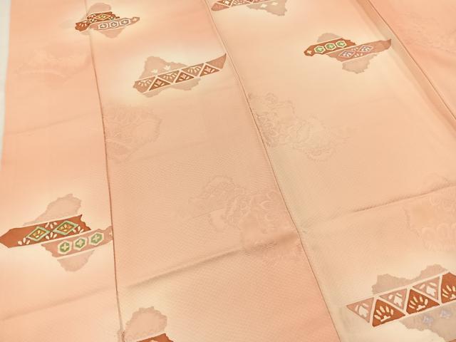 平和屋着物■上質な小紋 地紋起こし 吉祥花文 暈し染め 正絹 逸品 BAAW8500yc