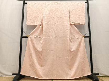 平和屋着物■上質な色無地 草花地紋 薄い一斤染色 正絹 逸品 未使用 BAAW8502yc