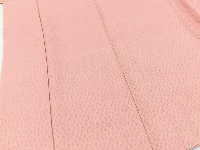 平和屋着物■上質な色無地　ふくれ織　珊瑚色　正絹　逸品　BAAW8503yc
