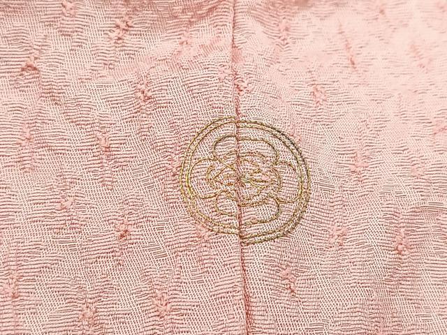 平和屋着物■上質な色無地　ふくれ織　珊瑚色　正絹　逸品　BAAW8503yc