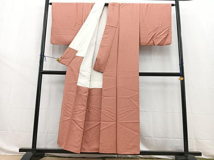 平和屋着物■上質な色無地 桐地紋 蘇芳香色 正絹 逸品 BAAW8504yc