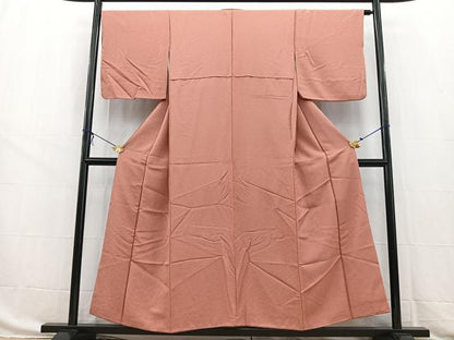 平和屋着物■上質な色無地 桐地紋 蘇芳香色 正絹 逸品 BAAW8504yc