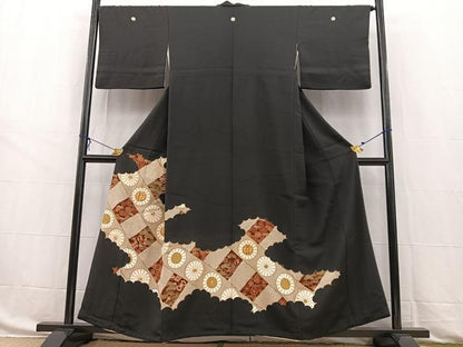 平和屋着物■豪華黒留袖 駒刺繍 雲取り吉祥花文 金彩 ますいわ屋扱い 正絹 逸品 BAAW8506yc
