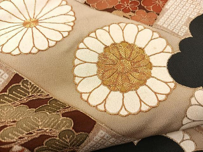 平和屋着物■豪華黒留袖 駒刺繍 雲取り吉祥花文 金彩 ますいわ屋扱い 正絹 逸品 BAAW8506yc