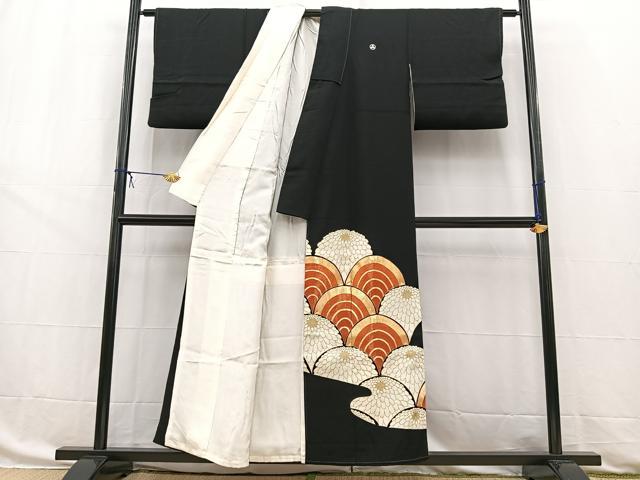 平和屋着物■豪華黒留袖　駒刺繍　菊青海波　金彩　正絹　逸品　BAAW8511yc