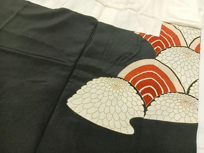 平和屋着物■豪華黒留袖　駒刺繍　菊青海波　金彩　正絹　逸品　BAAW8511yc