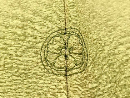 平和屋着物■中国三大刺繍　スワトウ刺繍　汕頭刺繍　総刺繍　無地絵訪問着　菱重ね花文　黄海松茶色　正絹　逸品　BAAW8514yc