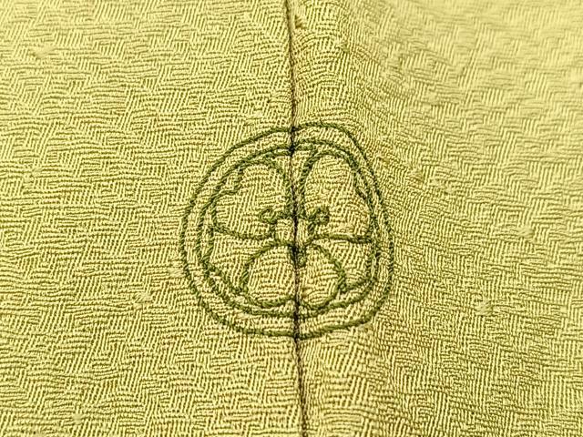 平和屋着物■中国三大刺繍　スワトウ刺繍　汕頭刺繍　総刺繍　無地絵訪問着　菱重ね花文　黄海松茶色　正絹　逸品　BAAW8514yc