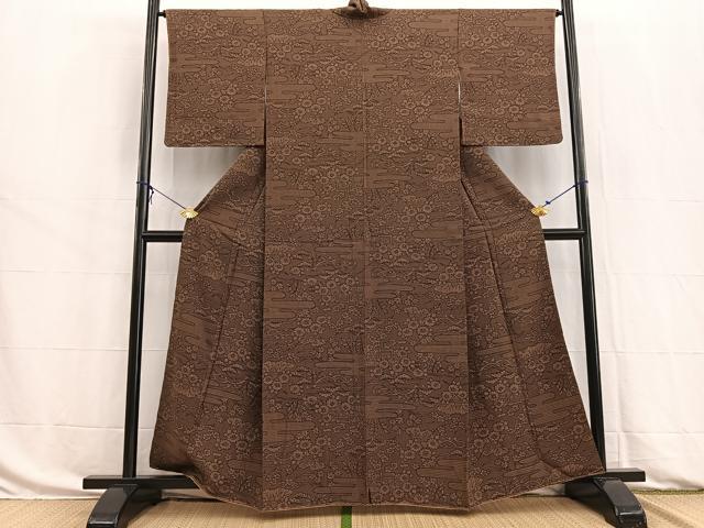 平和屋着物■上質な小紋　風景花文　正絹　逸品　未使用　BAAW8517yc
