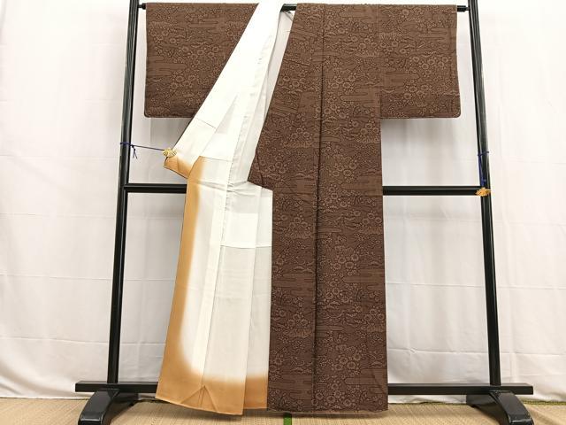平和屋着物■上質な小紋　風景花文　正絹　逸品　未使用　BAAW8517yc
