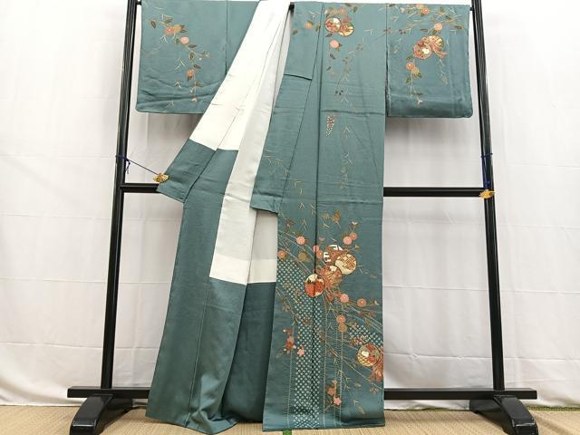 平和屋着物■訪問着　絞り　鼓花文　金彩　正絹　逸品　BAAW8518yc