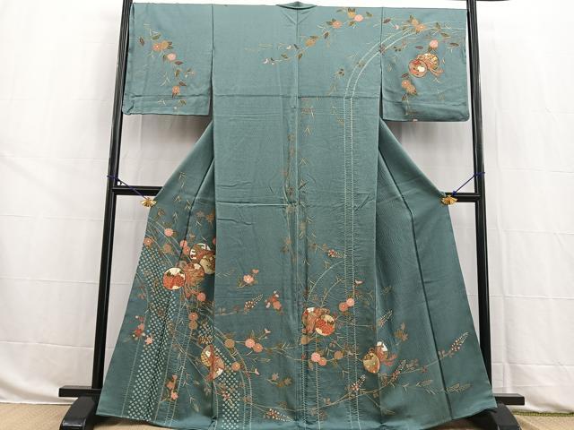 平和屋着物■訪問着　絞り　鼓花文　金彩　正絹　逸品　BAAW8518yc