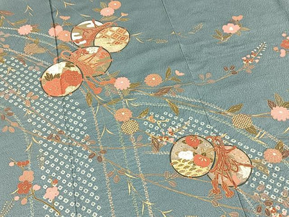 平和屋着物■訪問着　絞り　鼓花文　金彩　正絹　逸品　BAAW8518yc
