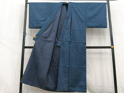 平和屋着物■男性　紬　アンサンブル　格子柄　長羽織　正絹　逸品　BAAW8520yc