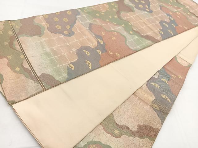 平和屋着物◎六通柄袋帯　吉祥道長文　金銀彩　引箔　正絹　逸品　BAAW8524yc　