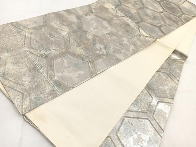 平和屋着物◎六通柄袋帯　亀甲文　金銀彩　引箔　正絹　逸品　BAAW8528yc
