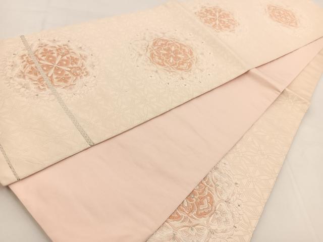 平和屋着物◎六通柄袋帯　唐織　正倉院花文　銀糸　正絹　逸品　BAAW8533yc
