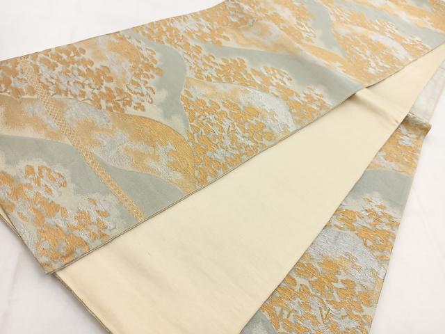 平和屋着物◎六通柄袋帯　重ね山松文　金銀糸　正絹　逸品　BAAW8536yc