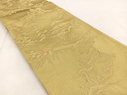 平和屋着物◎六通柄袋帯　風景文　金糸　正絹　逸品　BAAW8544yc