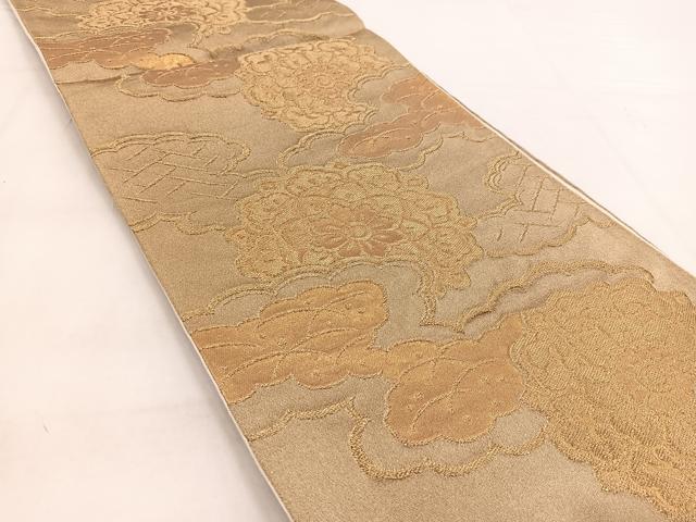 平和屋着物◎六通柄袋帯　雲重ね正倉院花文　金糸　正絹　逸品　BAAW8557yc
