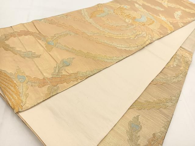 平和屋着物◎六通柄袋帯　鳳凰　金糸　正絹　逸品　BAAW8562yc