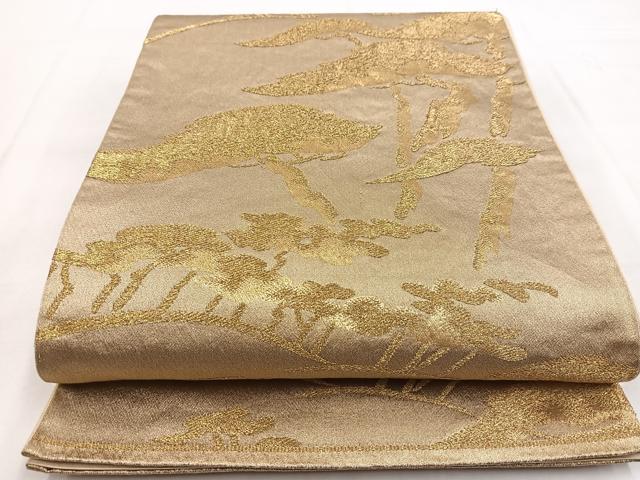 平和屋着物◎六通柄袋帯　松　金糸　正絹　逸品　BAAW8563yc