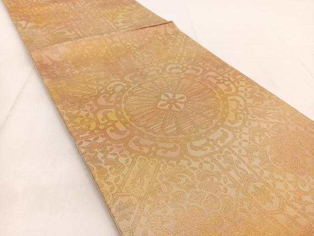 平和屋着物◎六通柄袋帯　正倉院更紗花文　金糸　引箔　正絹　逸品　BAAW8567yc