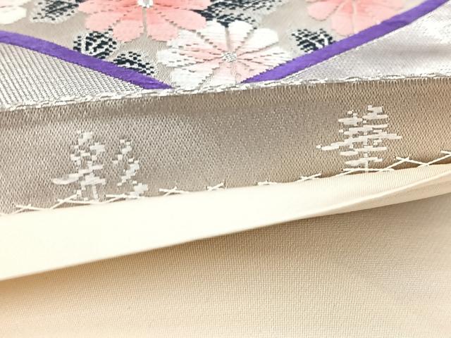 平和屋着物◎六通柄袋帯　唐織　彩華　亀甲牡丹文　銀糸　正絹　逸品　BAAW8571yc