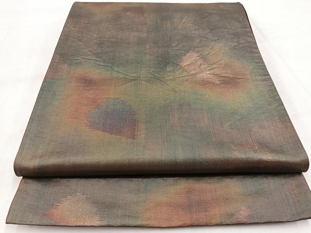平和屋着物◎六通柄袋帯　霞文　金糸　引箔　正絹　逸品　BAAW8573yc
