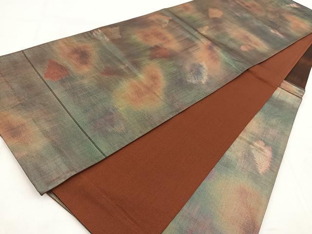 平和屋着物◎六通柄袋帯　霞文　金糸　引箔　正絹　逸品　BAAW8573yc