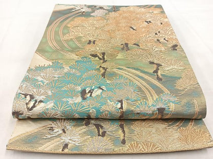 平和屋着物◎六通柄袋帯　唐織　浜松文　金銀糸　正絹　逸品　BAAW8576yc