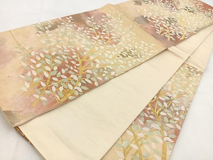 平和屋着物◎六通柄袋帯　草木文　金銀糸　引箔　正絹　逸品　BAAW8582yc