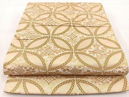 平和屋着物◎六通柄袋帯　七宝花文　金糸　正絹　逸品　BAAW8591yc