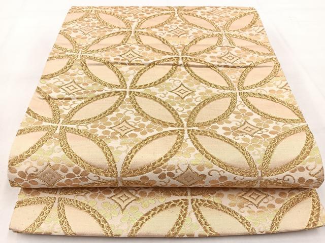 平和屋着物◎六通柄袋帯　七宝花文　金糸　正絹　逸品　BAAW8591yc