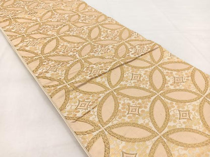 平和屋着物◎六通柄袋帯　七宝花文　金糸　正絹　逸品　BAAW8591yc