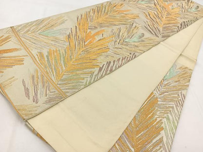 平和屋着物◎六通柄袋帯　若松葉文　金銀糸　正絹　逸品　BAAW8592yc