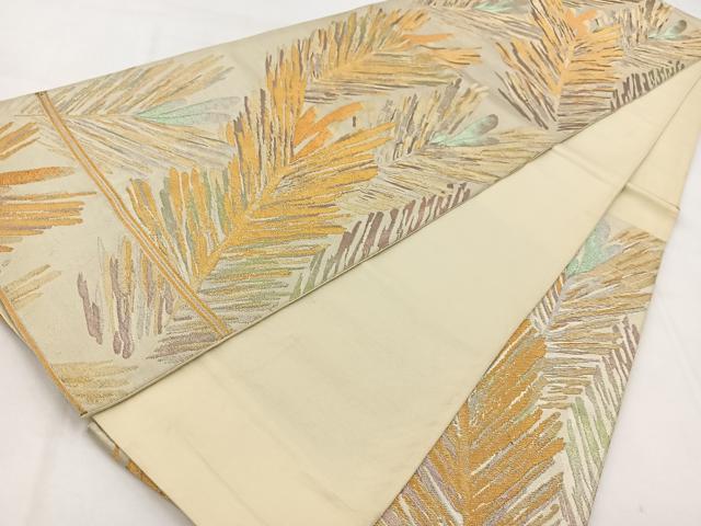 平和屋着物◎六通柄袋帯　若松葉文　金銀糸　正絹　逸品　BAAW8592yc