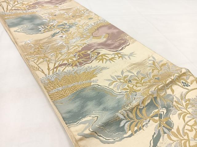 平和屋着物◎六通柄袋帯　草木文　金銀糸　BAAW8597yc