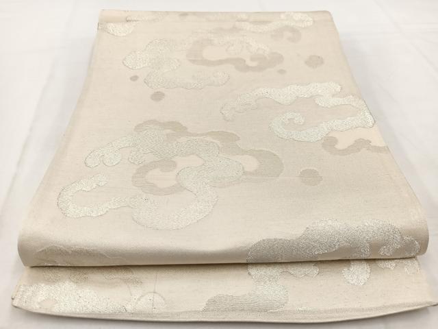 平和屋着物◎六通柄袋帯　立波文　銀糸　正絹　逸品　BAAW8600yc