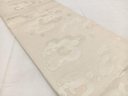 平和屋着物◎六通柄袋帯　立波文　銀糸　正絹　逸品　BAAW8600yc