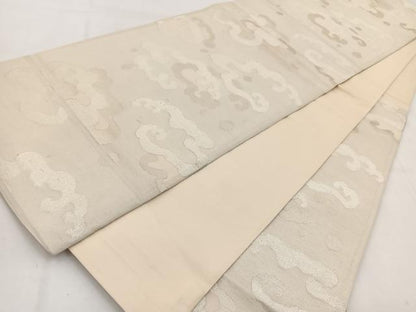 平和屋着物◎六通柄袋帯　立波文　銀糸　正絹　逸品　BAAW8600yc