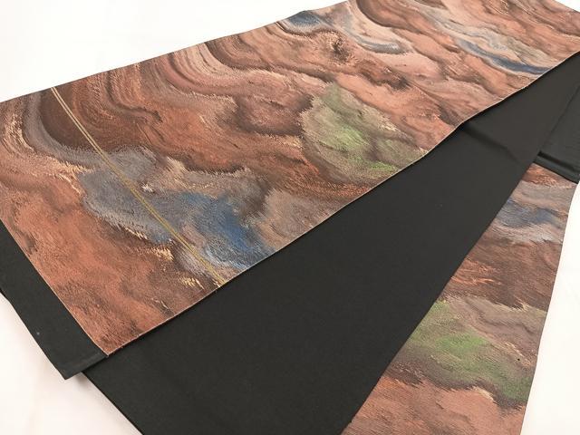 平和屋着物◎六通柄袋帯　霞文　引箔　正絹　逸品　BAAW8605yc