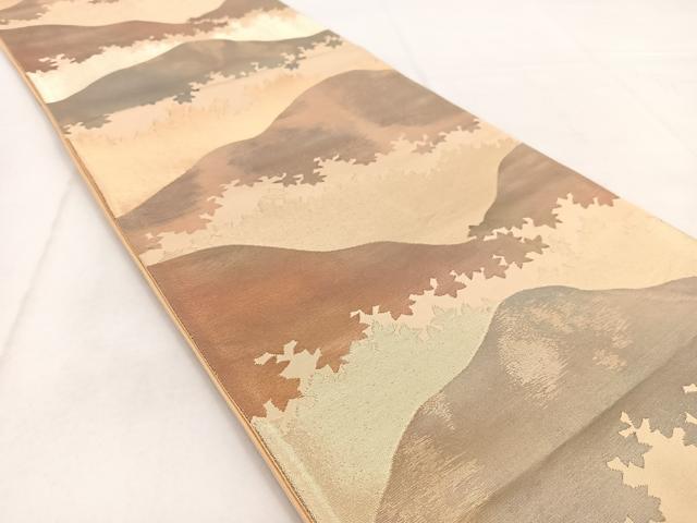 平和屋着物◎六通柄袋帯　重ね山楓文　金糸　引箔　正絹　逸品　BAAW8608yc