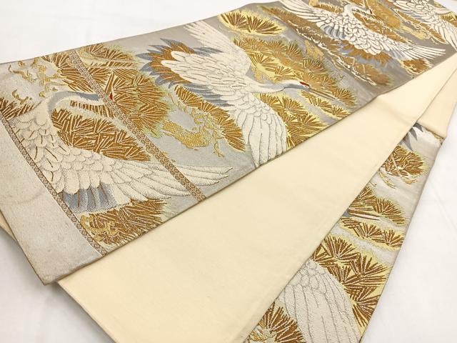 平和屋着物◎六通柄袋帯　唐織　飛鶴松文　金銀糸　正絹　逸品　BAAW8610yc
