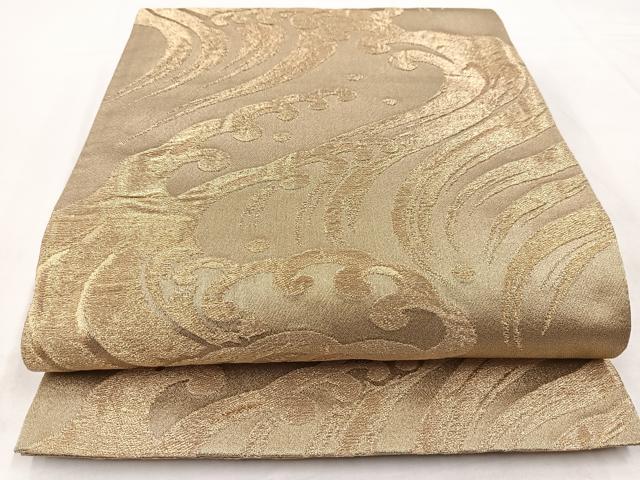 平和屋着物◎六通柄袋帯　立波文　金糸　正絹　逸品　BAAW8613yc