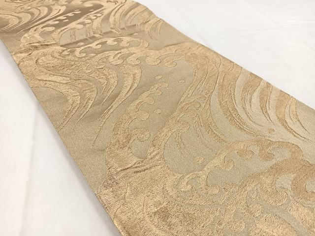 平和屋着物◎六通柄袋帯　立波文　金糸　正絹　逸品　BAAW8613yc