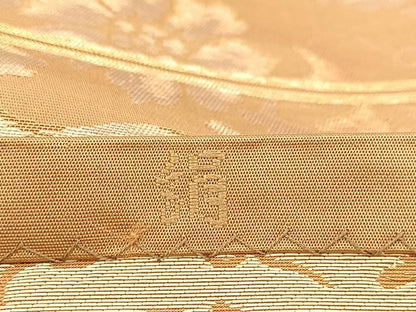 平和屋着物◎六通柄袋帯　動物更紗花文　金糸　引箔　正絹　逸品　BAAW8614yc