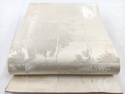平和屋着物◎両面　全通柄袋帯　石畳文　銀糸　正絹　逸品　BAAW8616yc