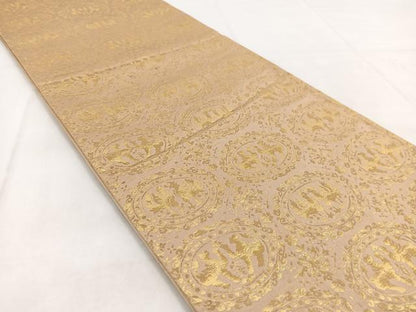 平和屋着物◎六通柄袋帯　円文白虎朱雀錦　金糸　正絹　逸品　BAAW8625yc